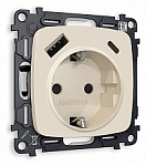 Розетка с заземлением и 2хUSB type A и C, без рамки Ambrella Volt OMEGA MO330010