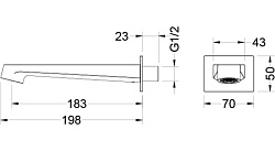AQ1241MB ОБЕРОН излив для ванны 183 мм, матовый черный, фото 3
