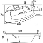 1.WH11.1.991 МАЙОРКА XL 160х95 ванна асимметричная акриловая левосторонняя белая, фото 3