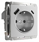 Розетка с заземлением и со шторками и USB Werkel серебряный матовый W1171765