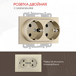 Розетка двойная с заземлением, без рамки Arte Milano am-206 206.40-2.shampan, фото 3