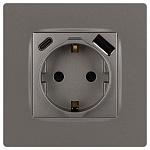 Розетка с заземлением и со шторкой и 2хUSB, без рамки Эра Эра 12 12-4108-16, фото 3