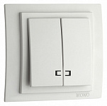 Выключатель двухклавишный с подсветкой без рамки Mono Electric Despina / Larissa 500-001925-103, фото 2