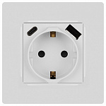 Розетка с заземлением и со шторкой и 2хUSB, без рамки Эра Эра 12 12-4108-01, фото 3