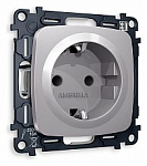 Розетка с заземлением и со шторкой, без рамки Ambrella Volt OMEGA MO507010