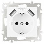 Розетка с заземлением и со шторкой и 2хUSB, без рамки Arte Milano am-206 206.47-1.white, фото 2