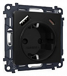 Розетка с заземлением и 2хUSB type A и C, без рамки Ambrella Volt ALFA MA810010