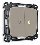 Выключатель проходной двухклавишный с подсветкой без рамки Ambrella Volt OMEGA MO364030