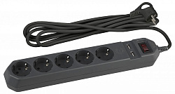 Удлинитель с выключателем Эра USF-5es-1.5m-USB-B