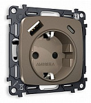 Розетка с заземлением и 2хUSB type A и C, без рамки Ambrella Volt OMEGA MO640010