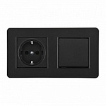 Блок с розеткой и выключателем Arte Milano SET16-2 SET16-2-40-1-30-1 black, фото 1
