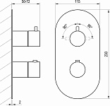 Смеситель скрытого монтажа ES 063.20GB.O2 ГРАФИТ (2 вывода) + нужен RB 07C.50 (X070232), фото 3