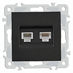 Розетка двойная RJ-11 и Ethernet RJ-45, без рамки Arte Milano am-206 206.44-1.black, фото 2