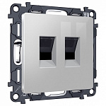 Розетка двойная Ethernet RJ-45 и со шторками, без рамки Ambrella Volt ALFA MA412110