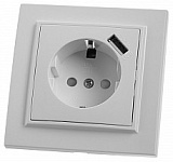 Розетка с заземлением и со шторкой и USB Stekker Эрна 39051